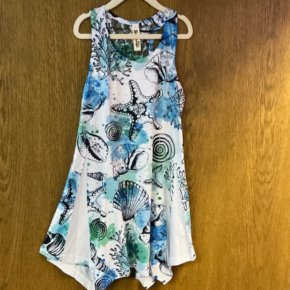 Kids Seashell Print Sleeveless Dress
